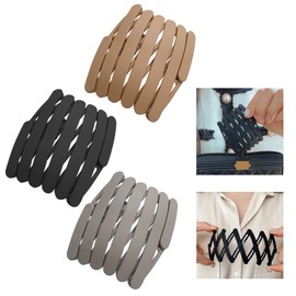 3 retractable headbands, women's headband, portable trval compact foldable headband, non-slip with teeth, portable wavy hair bands