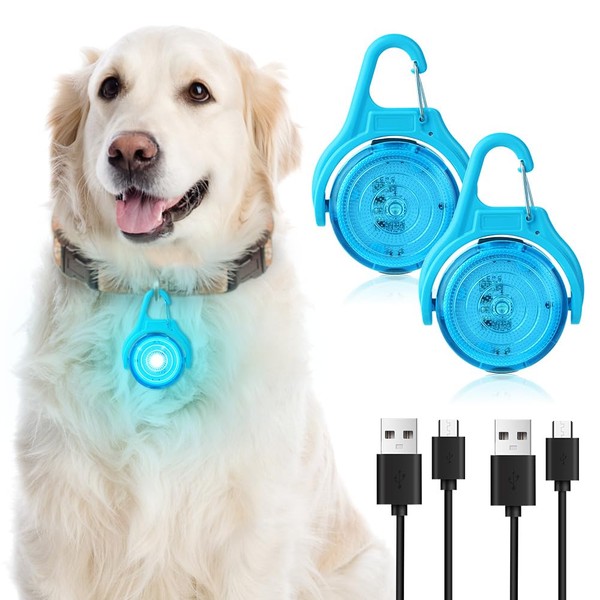 AUAUY 2 Pack LED Dog Collar Light, 4 Modes USB
