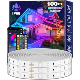 FBZ 100Ft Outdoor Waterproof LED Strip Lights,Music Sync RGB IP65 Led Lights with App Control and Remote,Color Changing Waterproof Led Rope Lights for Outdoor,Balcony,Roof,Garden,Stairs Party
