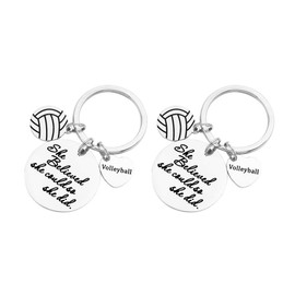 YF 2 Pieces Volleyball Keychains Volleyball Gifts for Women Men Players Teams She Believed She Could So She Did