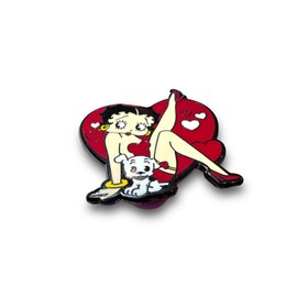 80s cartoon enamel pins Betty Pin Girl Power Pin Heart Shape Enamel Pin Saturday Morning Cartoons Lapel Pin Cute Enamel Lapel Pin Brooch Badge Decoration For Clothes And Bags Gift for Girls (Redheart)