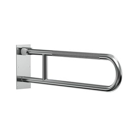Swing Up Wall Mounted Grab Bar - 500 lbs Capacity Flip-Up Handicap Toilet Safety Rails for Seniors, Stainless Steel, Textured Grip, ADA Compliant Bathroom Grab Bar - 30" Length, Brushed Steel, Peened
