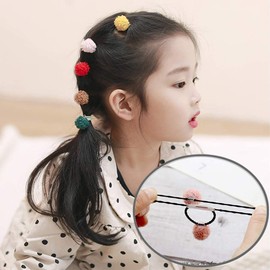 LYXOTO 22 Pieces Pom Hair Bobbles Pompom Ball Elastic Headband Soft Rubber Hair Band Colourful Ponytail Holder for Women Girls Children Hair Accessories (22-Piece Set (11 Colours))