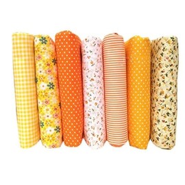 Yalulu Pack of 7 50 x 50 cm Patchwork Cotton Fabric Pre-Cut Cotton Quilt Fabric Quarter DIY Fabric Scraps Package Fabric Packages (Orange)