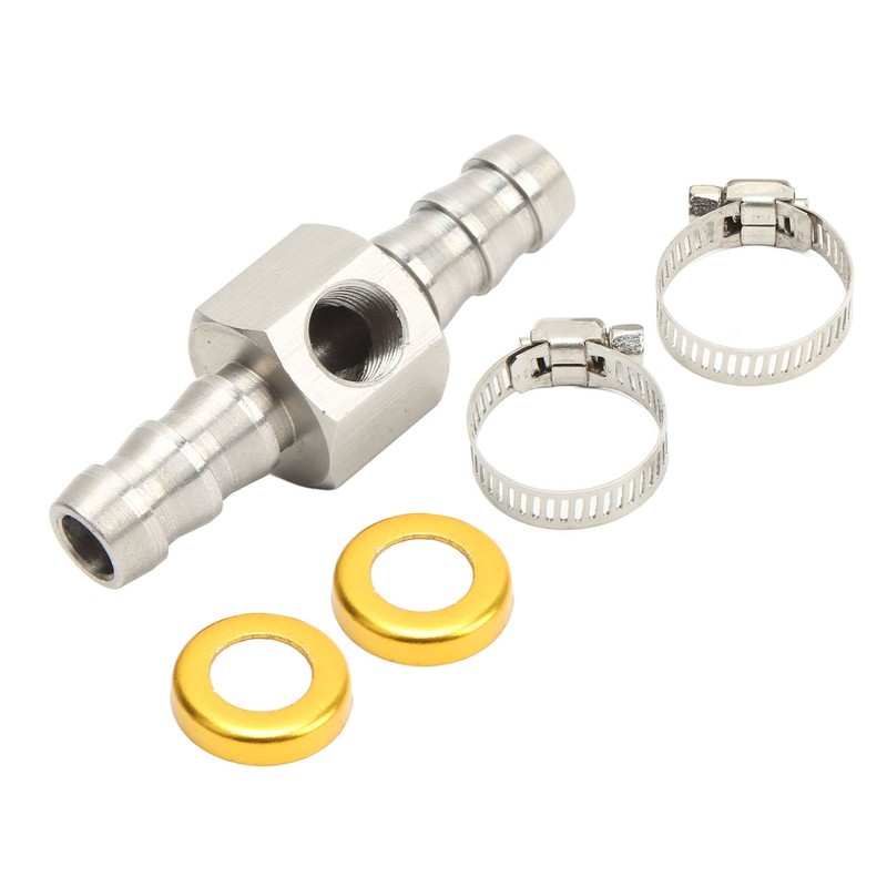 Fuel Line T Fitting Adapter 304 Stainless Steel Pressure Gauge