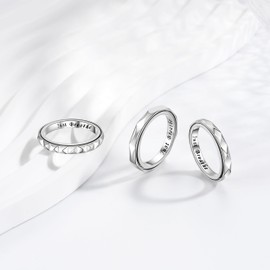 SOLOLIKE Spinner Ring for Anxiety for Women: 3mm Fidget Ring Sterling Silver Anti Anxiety Rings Rhombus Spinning Fidget Band Rings -Stress Relieving Jewelry Gifts