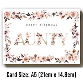 Floral Birthday Card for Aunty - Cute Flowers Card for Aunty
