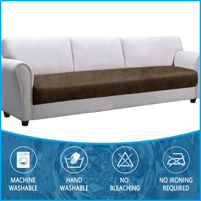 Imnopqr Couch Cushion Covers Leather Look Sofa Covers for 3