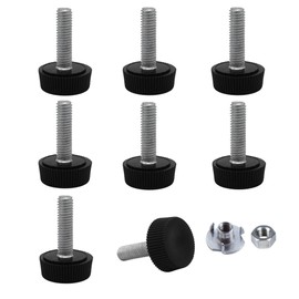 SKIR'CO 8 pcs, Furniture Leveling Feet M6 x 20 mm, Adjustable Round Legs 20 mm Diameter, M6 Thread Leveler Foot (Nuts Included)