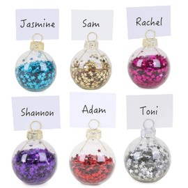 Toyland® Pack of 6-4cm Place Card Holders & Cards - Christmas Accessories (Multicoloured Stars)