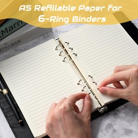 Lined Refill Paper A5 for Filofax - 150 Sheet/300 Pages 6 Punched Holes Loose-Leaf Refillable Lined Paper - A5 Binder Inserts Notebook Refills - Ruled Notepaper for Diary Planner Meeting Travel Record