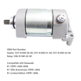 soarider Starter Replacement for Yamaha R1 Limited Edition YZFR1 2006 & Solenoid Relay