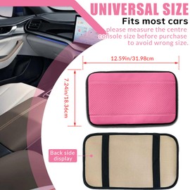 Piburth Car Center Console Armrest Pad, 12.6X 7.2 Inch PU Leather Waterproof Auto Armrest Seat Box Cover Protector, Universal Car Interior Accessories (Pink)