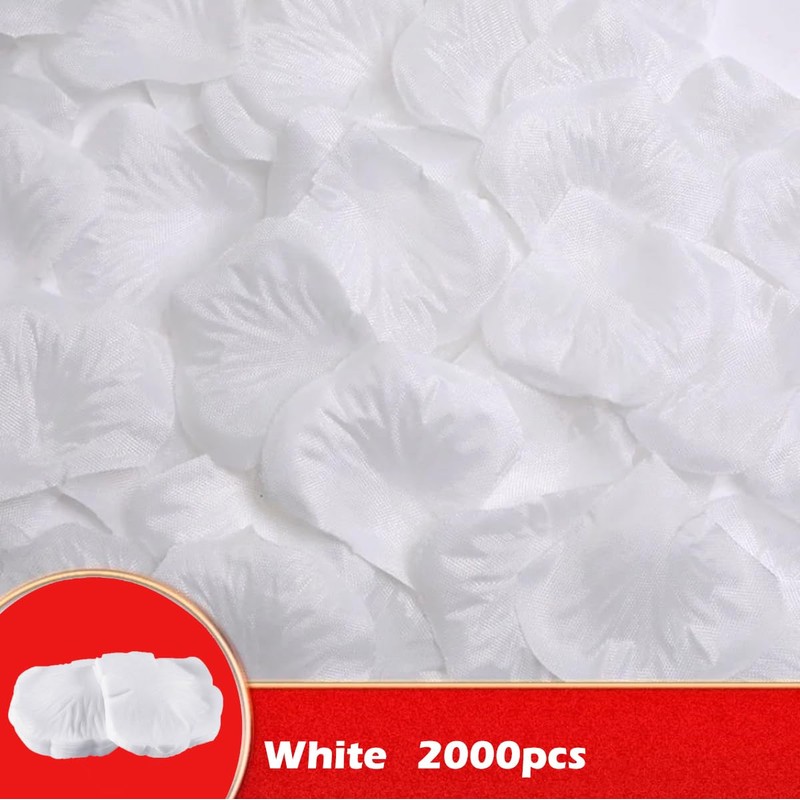 2000Pcs White Rose Petals Artificial Flower Petals for Valentine's Day