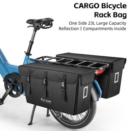 WESTGIRL Cargo Fahrradtasche Gepäckträgertasche für Gepäckträger 23L Wasserdicht gepäckträgertasche Fahrradtasche gepäckträger, Fahrrad Taschen hinten Single Sided(Black)