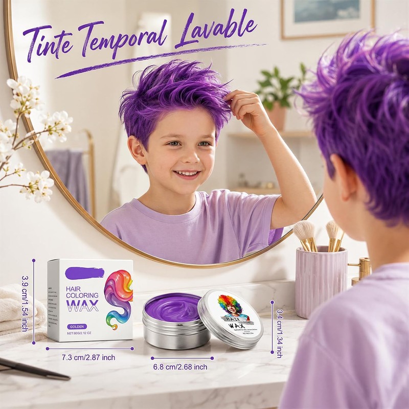 Cera Para Pintar Cabello, Tinte Temporal Para Cabello (Morado)