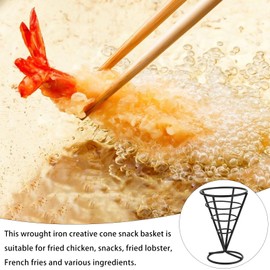 Hemoton French Fries Stand,French Fry Holder French Fries Cone Holder Metal Wire French Fry Cup Stand French Fry Cone Basket French Fries Stand Cone for Fried Chicken Fish Chips Cone Waffle Cone