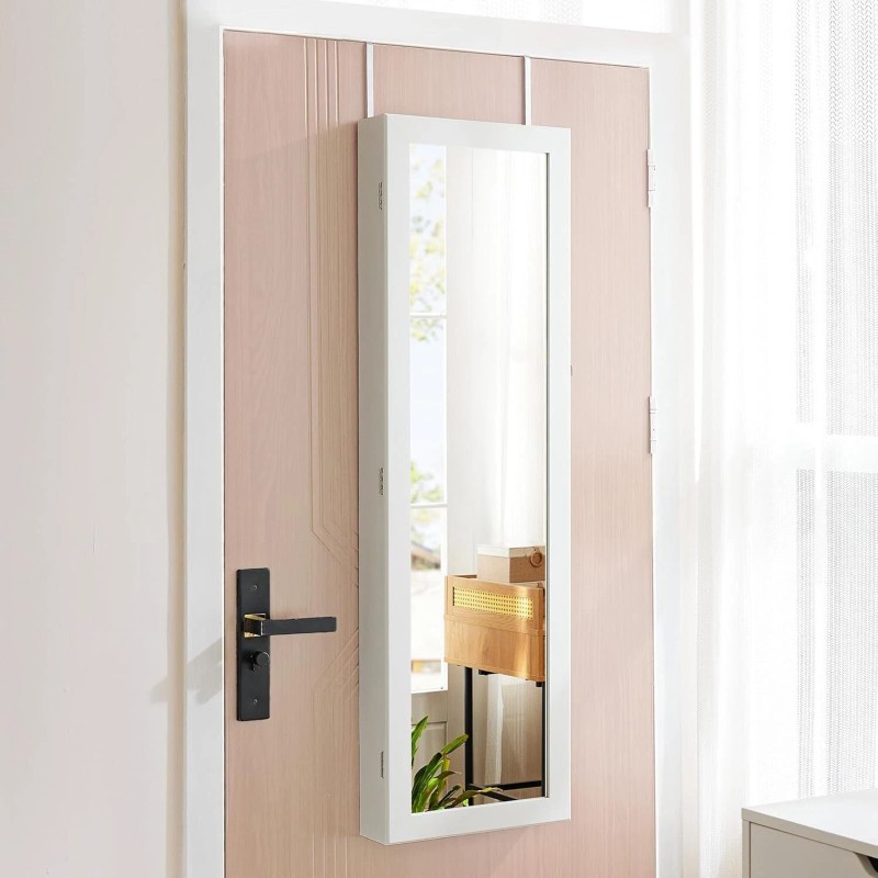 ANTONIA Lockable Jewelry Cabinet w/ Full-Length Mirror Wall Door Mount