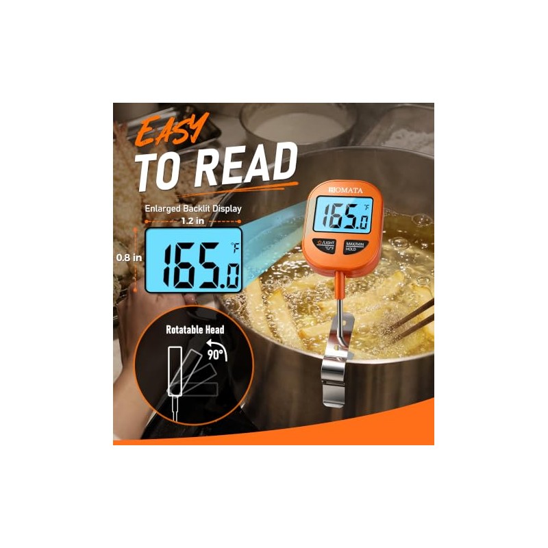BOMATA Digital Meat & Candy Thermometer 2 Pack, Include 10"