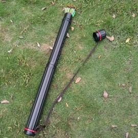 TOPARCHERY Telescopic Tube Archery Arrow Quiver Arrows Holder Case Shoulder Strap Belt Hunting 63cm - 110cm (Black 1)