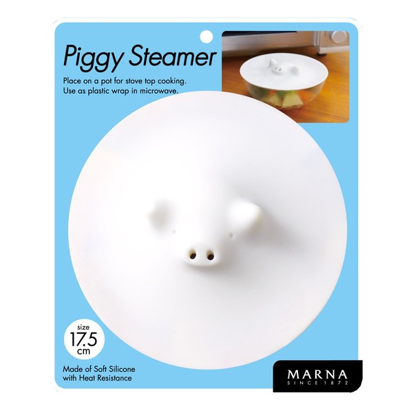 Marna White Piggy Steamer - Multipurpose Lid for Steaming, Covering, and Opening Jars