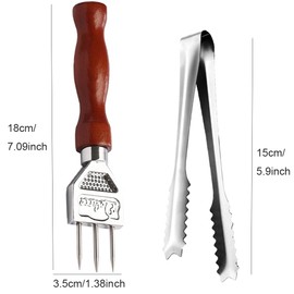 Leadigol 7 Inch Stainless Steel Ice Crusher with Wooden Handle + Ice Clamp, Ice Chipper for Bars & Home, Ideal for Breaking Ice Kitchen Tool