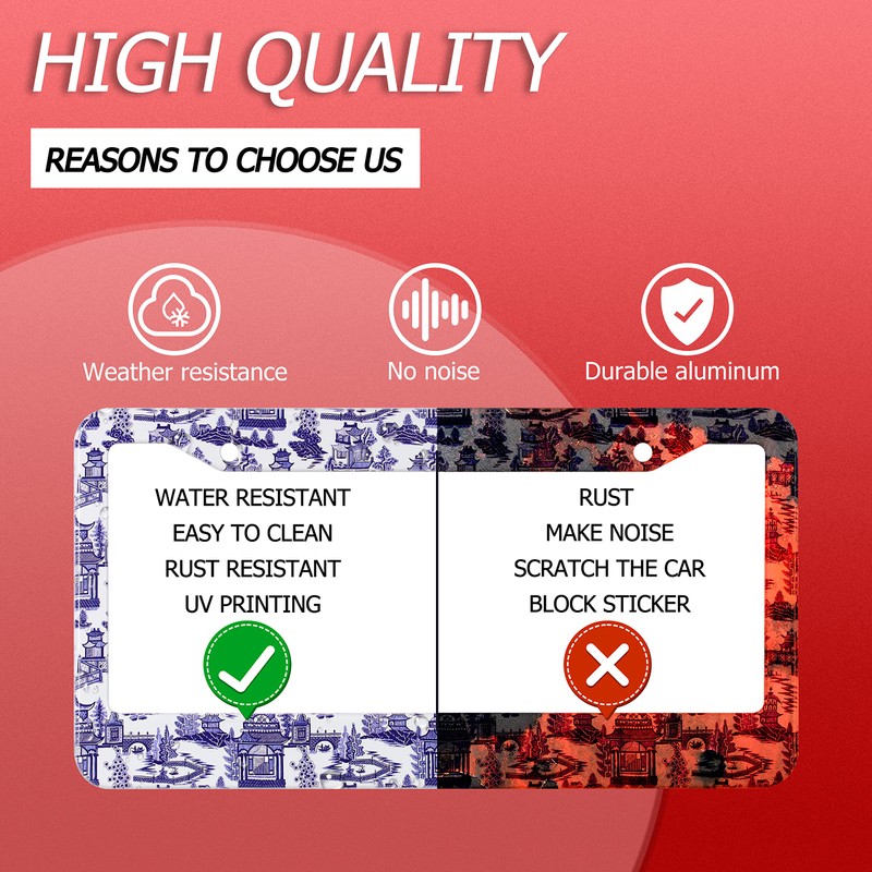 Blue Willow Porcelain Chinoiserie Inspiration License Plate Frame Plate Beautiful