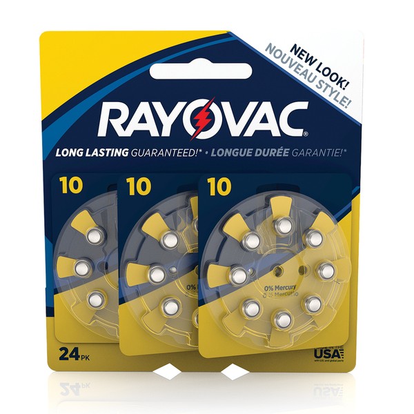 RAYOVAC Size 10 Hearing Aid Batteries, 24-Pack, L10ZA-24ZMB