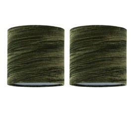 firstchoicelighting Set of 2 Green Crushed Velvet Table Lamp Shades, Lampshades for Table Lamp or Bedside Light, Diameter 15cm