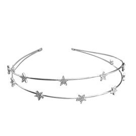 Beaupretty Star Headband,Romantic Star Crystal Rhinestone Tiara Crown Bridal Wedding Headpiece for Women Girls (Silver)