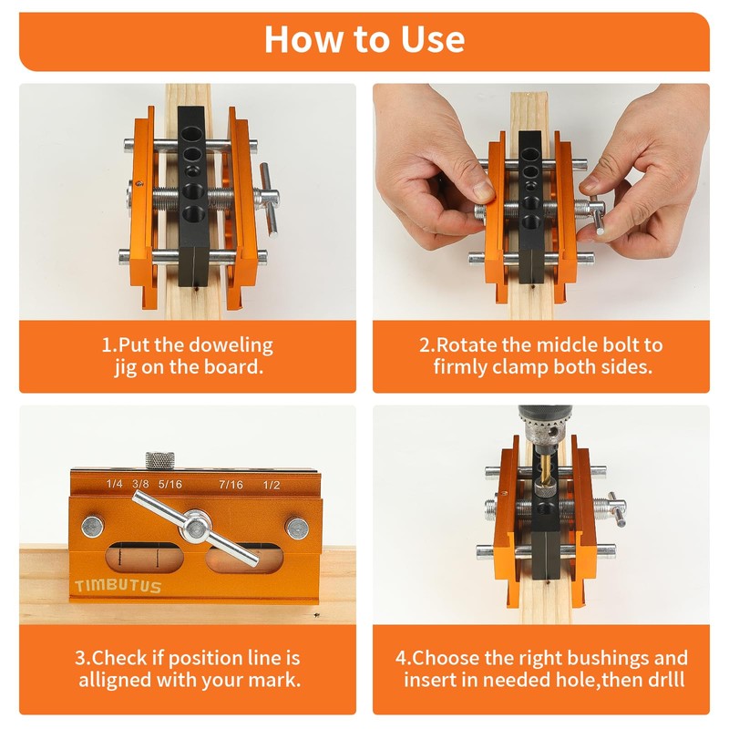 Self Centering Doweling Jig Kit - Adjustable Width Dowel Jig