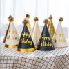 8 Pcs Birthday Party Hats, Black Gold Paper Birthday Party