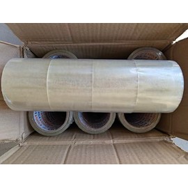 HOUSTON PREMIUM GLASS 3" Heavy Duty Packing Tape, 24 Rolls, Clear, 3" Core, Total 1320Y, Clear, 2.0 mil, 3 inch x 55 Yards, Refill for Packaging and Shipping (3" Width, not 2" Width)