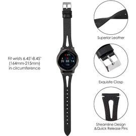 Compatible for Garmin Venu 2S Band, Giaogor Slim Vintage Leather Strap Replacement for Women, Man, Wristband Accessories Compatible for Venu 2S / Venu 2 Smartwatch (Black, venu 2)