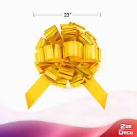 Zoe Deco Big Car Bow (Yellow, 23 inch) Round Shape Gift Bows, Giant Bow for Car, Birthday Bow, Huge Car Bow, Car Bows, Big Bow for Gifts, Christmas Bows for Cars, Gift Wrapping
