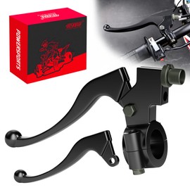 RUTU Links Dirt Bike Clutch Levers, 7/8" Handlebar Parts for 50cc-125cc Dirt Bikes - Replacement Aluminum Clutch Levers with Zinc Cable Adjuster and Lock Nut - Includes Spare Lever - Black