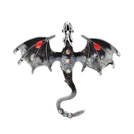 INERRWIX Enamel Dragon Brooch Vintage Punk Animal Brooch Flying Dragon Pin Suit Lapel Pin Crystal Dragon Wings Badge Coat Pin Jewelry for Women Men (Black)