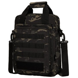 ZHIERNA Tactical Briefcase Shoulder Bag Small Men's Bag Messenger Bag Heavy Duty Molle Handbag for Work, Travel, Camping, Hiking, Camo black