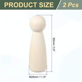 sourcing map 2 Pack Wood Peg, 3.5 Inch Girl-Shape Wooden Peg People, Unfinished Wooden Peg People Bodies Figures for DIY Art Craft Painting