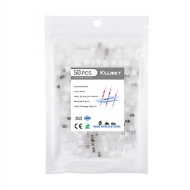 Kuject Solder Connectors, White, Pack of 50, Heat Shrink Tubing, Transparent, Cable Connector, Waterproof, 0.25-0.34 mm², AWG 26-24
