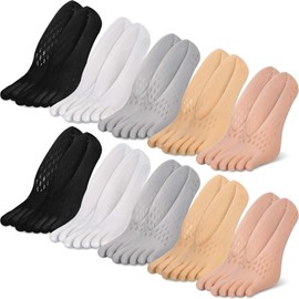 Geyoga 10 Pairs Women Toe Socks for Bunion Align Toe Separated Socks No Show Finger Low Cut Liner Invisible
