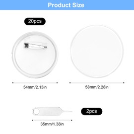 APOMOONS 20 Pieces Buttons Make Yourself Set with 2 Lapel Pins, DIY Buttons for DIY, Acrylic Button Blanks 58 mm Pins Badge for Photo Cards Name Tags Clothing