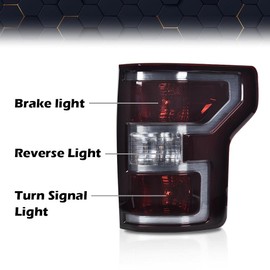 PIT66 Rear Tail Lights Assembly Compatible with Ford F150 2018 2019 2020 Driver and Passenger Side Smoke Lens Black Housing Bulbs and Harness Included