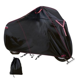 Heavy Duty Motorcycle Cover, 800D Outdoor Storage Moped Cover, All-Weather Universal Waterproof Scooter Cover with 3 Reflective Handle、2 Pairs Lock Holes and 3 Fixed Buckles - 91" x 37" x 49"