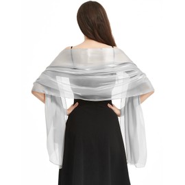 heekpek Scarf Women's Elegant Stole Women's Festive Lightweight Transparent Glitter Cloths and Wraps for Women Premium Polyester Silk Scarf Women All Year Round, gray