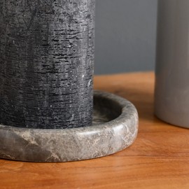 wohnfreuden Marble Tray, Grey, Round, 13 cm, Decorative Stone Bowl Made of Marble for Bathroom, Living Room or Kitchen