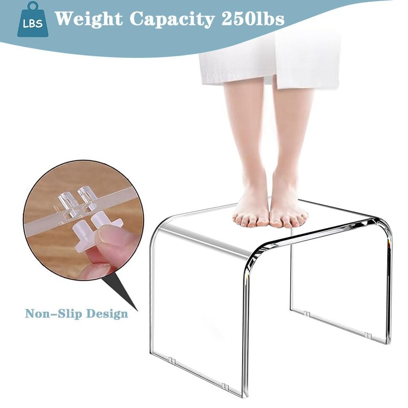 Tmoicer Kids' Step Stool 9'' Acrylic Transparent Step Stool Strong