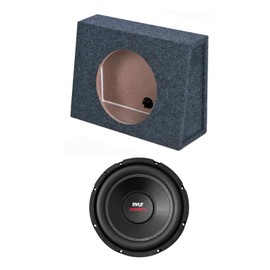 QPower Single 10 Inch Slim Shallow Sealed Subwoofer Enclosure Speaker Box and Pyle PLPW10D 1000 Watt DVC 4 Ohm Car Audio Subwoofer Speaker