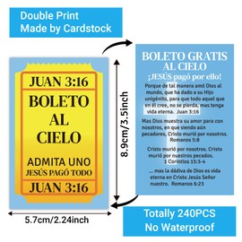 Fankya 240pcs Gospel Tracts Plan of Salvation Cards Pocket Holy Prayer Cards Bible Tracts Inspirational Mini Bibles Christian Tracts for Evangelism Church Gifts (BOLETO AL CIELO, 3.5 x 2.24 In)