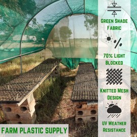 Farm Plastic Supply - Green Shade Cloth - 70% - Mesh Fabric for Fence Privacy Screen, Garden Shade, Mesh Fence Screening, Shade Cloth Rolls, Wind Screen (6' x 10')